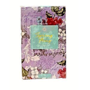 Brand New Vintage SPRING FLING Floral Botanical Vinyl 60" Round‎ Table Cloth